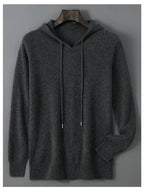 DjzDsm Autunno Inverno Maglione da uomo 100% lana merino Pullover con cappuccio spesso Maglieria morbida Casual Comfort Abbigliamento in lana Top - StepByStepNow