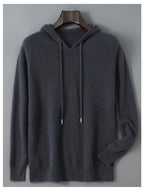 DjzDsm Autunno Inverno Maglione da uomo 100% lana merino Pullover con cappuccio spesso Maglieria morbida Casual Comfort Abbigliamento in lana Top - StepByStepNow