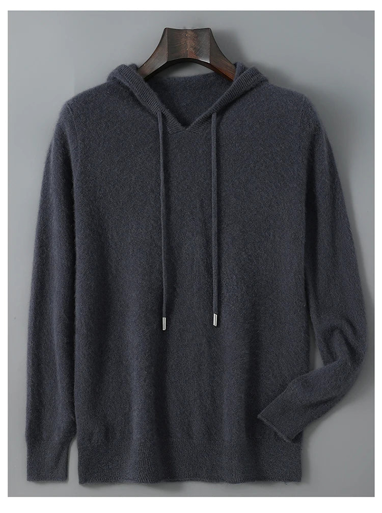 DjzDsm Autunno Inverno Maglione da uomo 100% lana merino Pullover con cappuccio spesso Maglieria morbida Casual Comfort Abbigliamento in lana Top - StepByStepNow