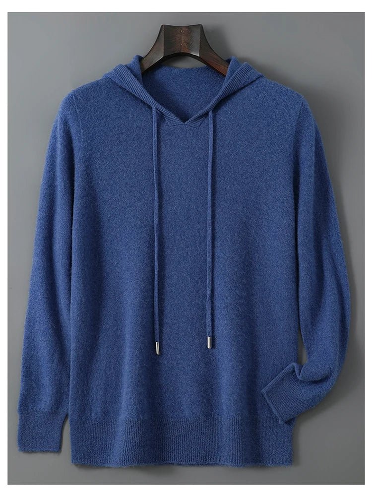 DjzDsm Autunno Inverno Maglione da uomo 100% lana merino Pullover con cappuccio spesso Maglieria morbida Casual Comfort Abbigliamento in lana Top - StepByStepNow