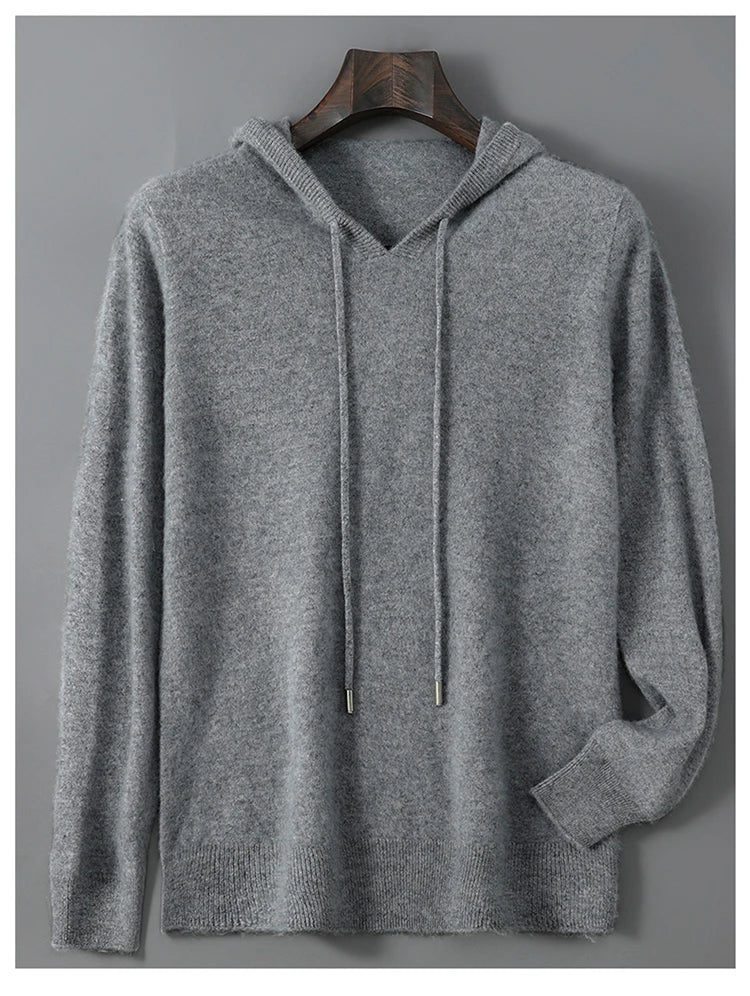 DjzDsm Autunno Inverno Maglione da uomo 100% lana merino Pullover con cappuccio spesso Maglieria morbida Casual Comfort Abbigliamento in lana Top - StepByStepNow