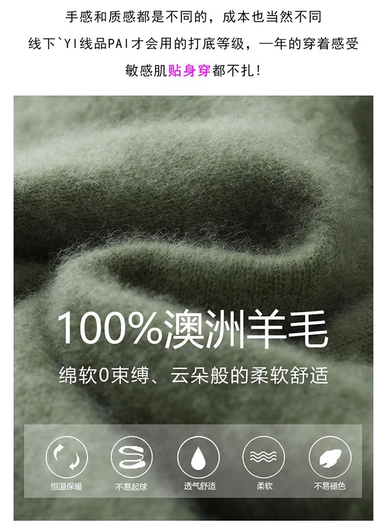 DjzDsm Autunno Inverno Maglione da uomo 100% lana merino Pullover con cappuccio spesso Maglieria morbida Casual Comfort Abbigliamento in lana Top - StepByStepNow