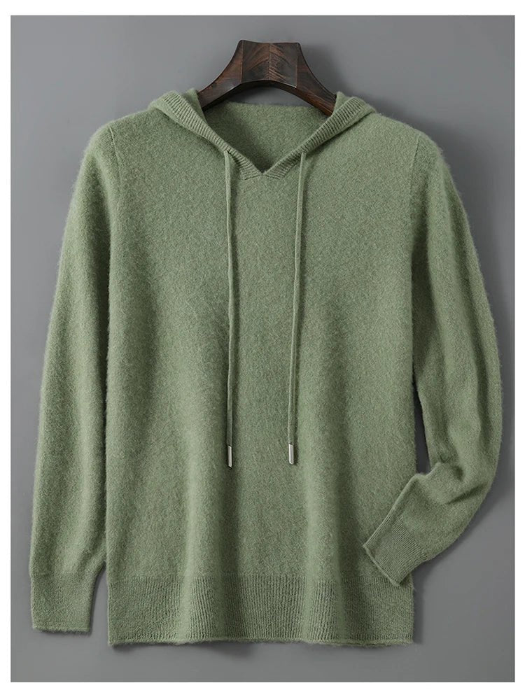 DjzDsm Autunno Inverno Maglione da uomo 100% lana merino Pullover con cappuccio spesso Maglieria morbida Casual Comfort Abbigliamento in lana Top - StepByStepNow