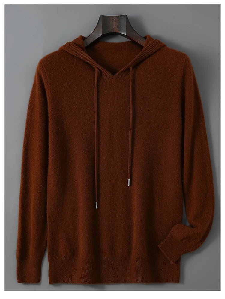 DjzDsm Autunno Inverno Maglione da uomo 100% lana merino Pullover con cappuccio spesso Maglieria morbida Casual Comfort Abbigliamento in lana Top - StepByStepNow