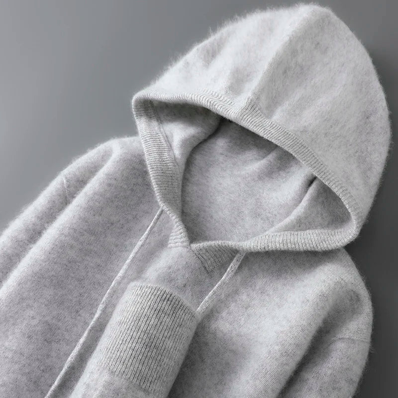 DjzDsm Autunno Inverno Maglione da uomo 100% lana merino Pullover con cappuccio spesso Maglieria morbida Casual Comfort Abbigliamento in lana Top - StepByStepNow