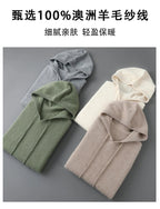 DjzDsm Autunno Inverno Maglione da uomo 100% lana merino Pullover con cappuccio spesso Maglieria morbida Casual Comfort Abbigliamento in lana Top - StepByStepNow