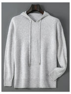 DjzDsm Autunno Inverno Maglione da uomo 100% lana merino Pullover con cappuccio spesso Maglieria morbida Casual Comfort Abbigliamento in lana Top - StepByStepNow