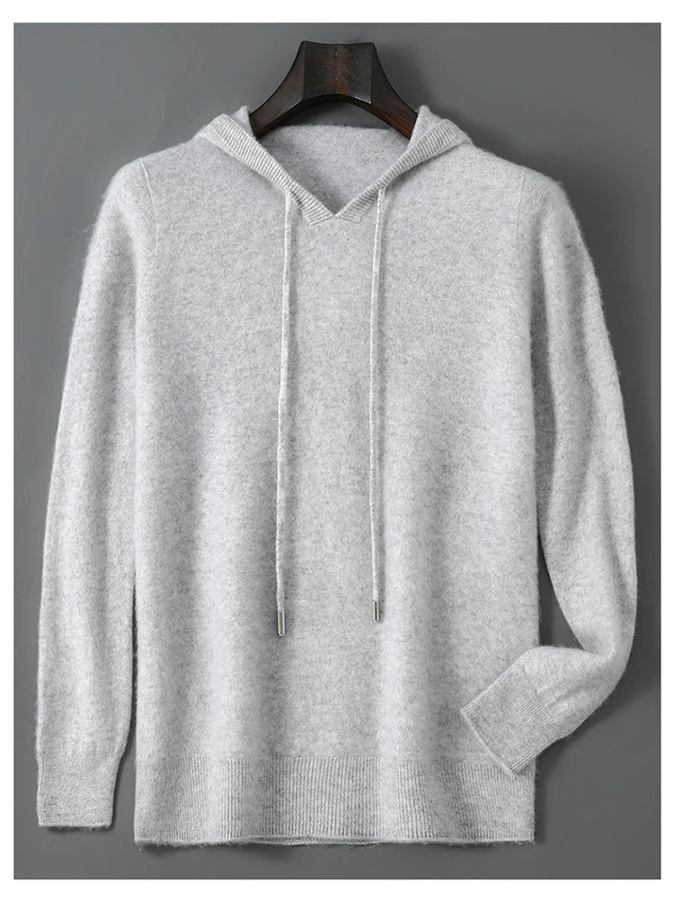 DjzDsm Autunno Inverno Maglione da uomo 100% lana merino Pullover con cappuccio spesso Maglieria morbida Casual Comfort Abbigliamento in lana Top - StepByStepNow