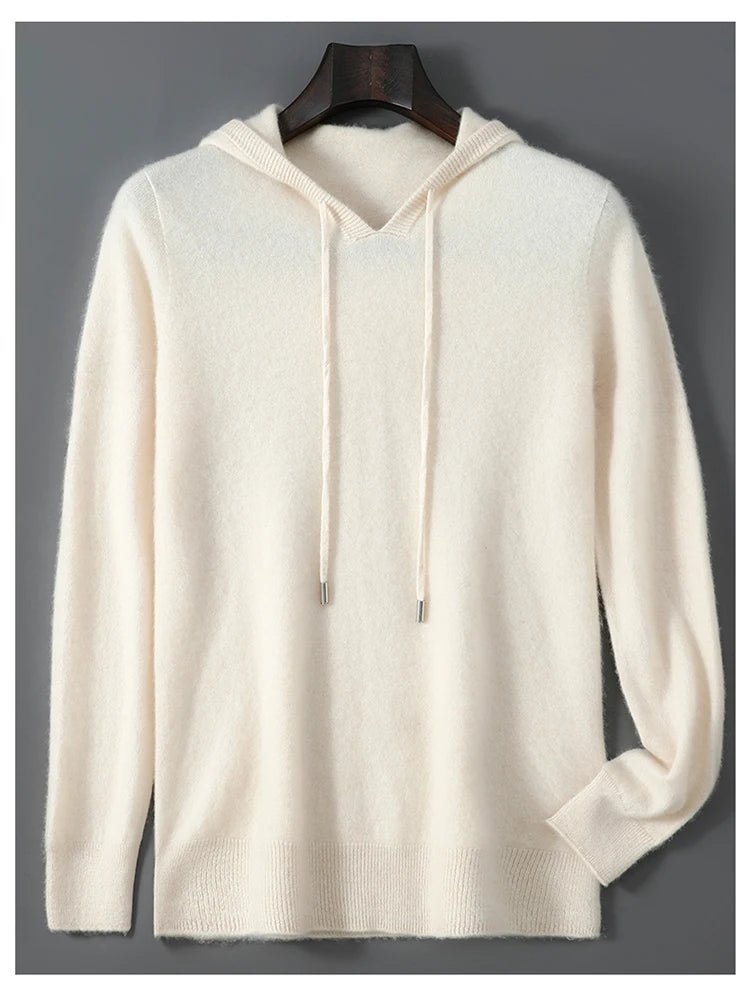 DjzDsm Autunno Inverno Maglione da uomo 100% lana merino Pullover con cappuccio spesso Maglieria morbida Casual Comfort Abbigliamento in lana Top - StepByStepNow