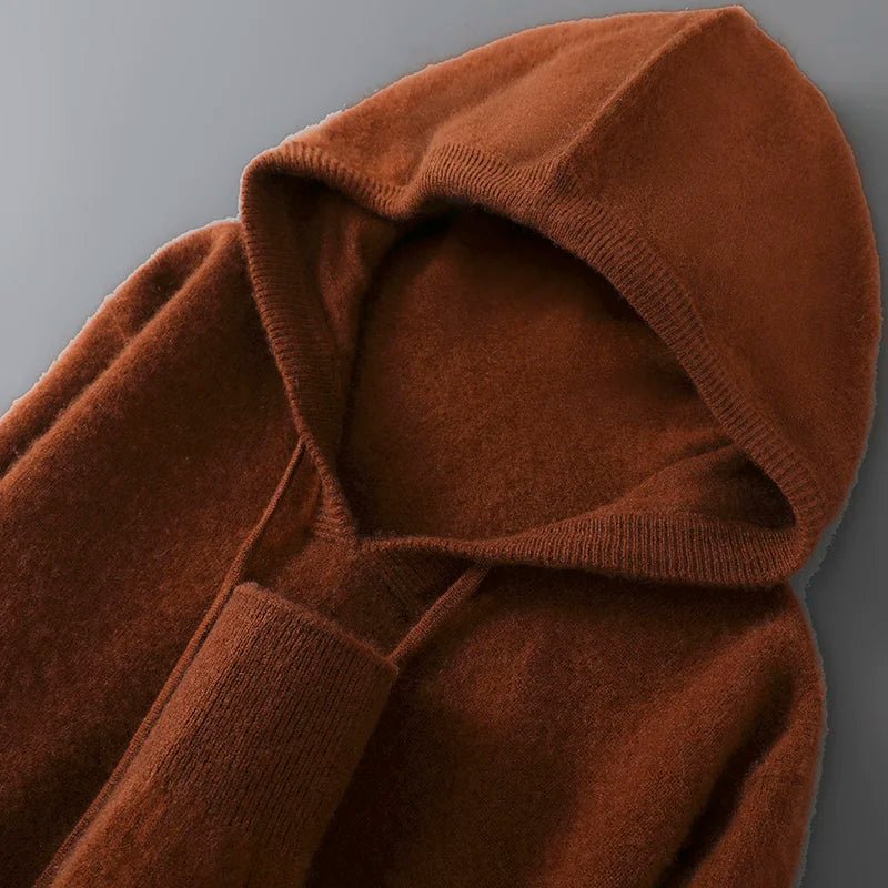 DjzDsm Autunno Inverno Maglione da uomo 100% lana merino Pullover con cappuccio spesso Maglieria morbida Casual Comfort Abbigliamento in lana Top - StepByStepNow