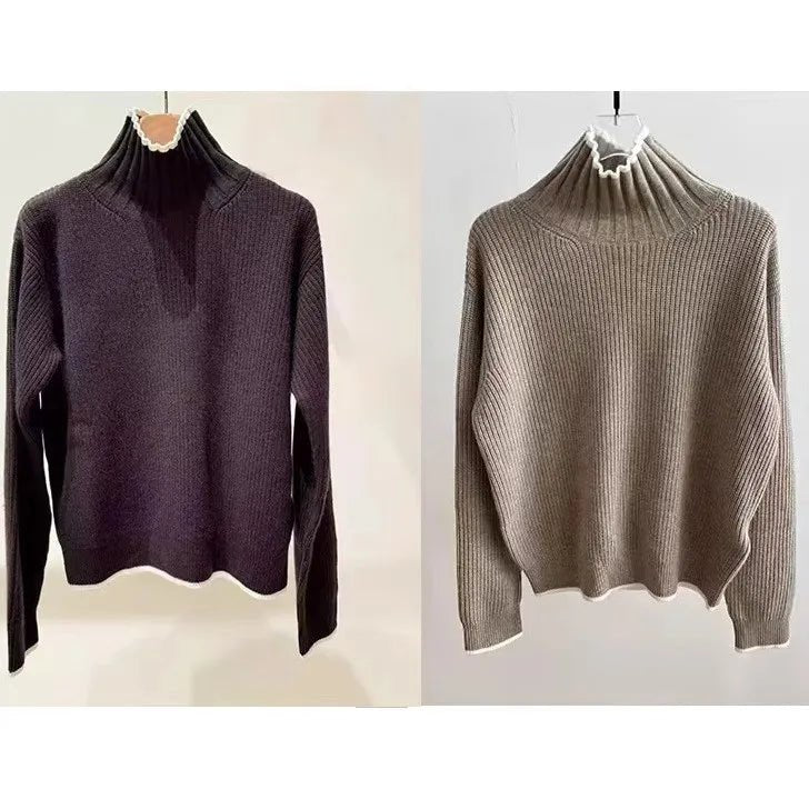 Dolcevita da donna in 2 colori con finiture in colore a contrasto  StepByStepNow