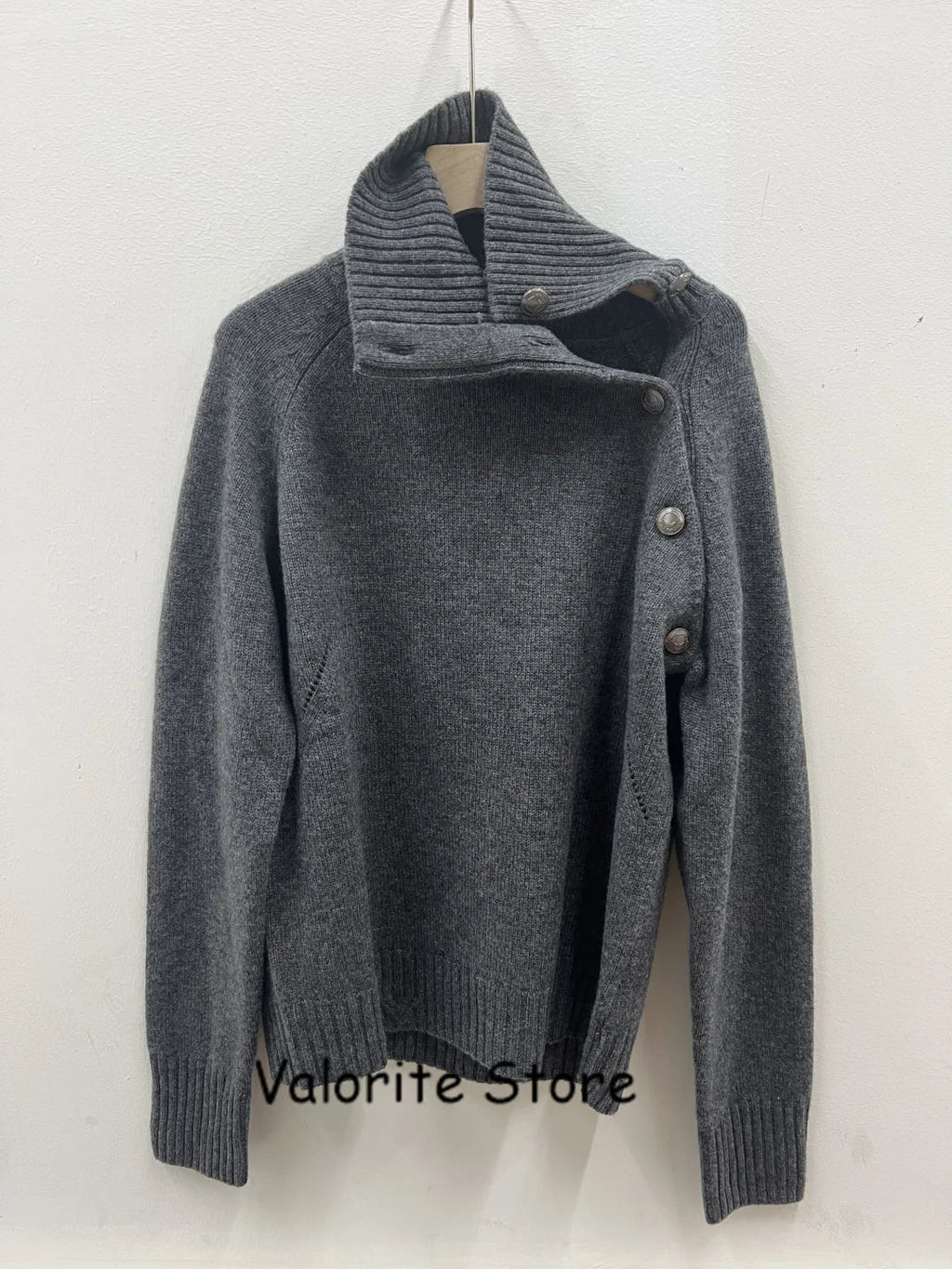 Donna 100% Cashmere lavorato a maglia maglione a collo alto spalla abbottonata pullover a maniche lunghe spalla bassa maglieria di alta qualità 2025FW - StepByStepNow
