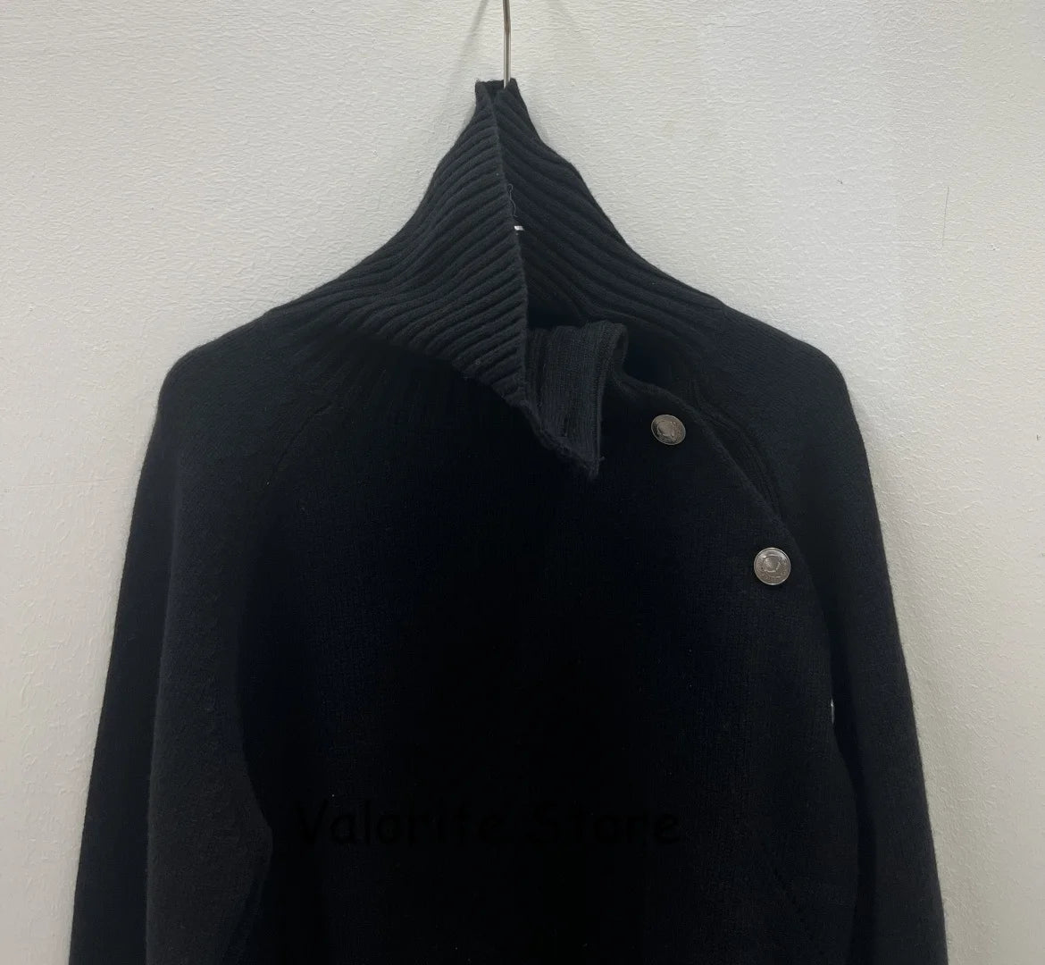 Donna 100% Cashmere lavorato a maglia maglione a collo alto spalla abbottonata pullover a maniche lunghe spalla bassa maglieria di alta qualità 2025FW - StepByStepNow