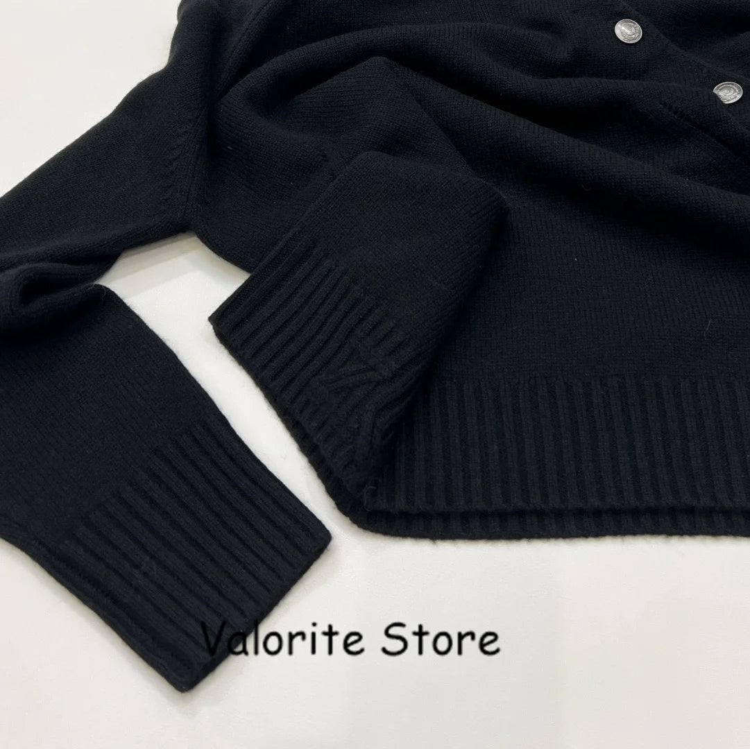 Donna 100% Cashmere lavorato a maglia maglione a collo alto spalla abbottonata pullover a maniche lunghe spalla bassa maglieria di alta qualità 2025FW - StepByStepNow