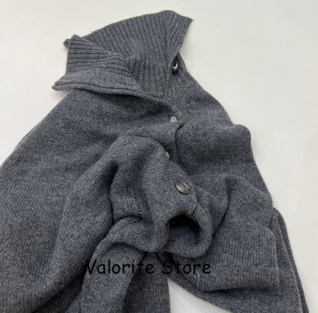 Donna 100% Cashmere lavorato a maglia maglione a collo alto spalla abbottonata pullover a maniche lunghe spalla bassa maglieria di alta qualità 2025FW - StepByStepNow