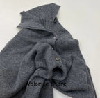 Donna 100% Cashmere lavorato a maglia maglione a collo alto spalla abbottonata pullover a maniche lunghe spalla bassa maglieria di alta qualità 2025FW - StepByStepNow