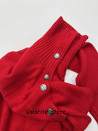 Donna 100% Cashmere lavorato a maglia maglione a collo alto spalla abbottonata pullover a maniche lunghe spalla bassa maglieria di alta qualità 2025FW - StepByStepNow