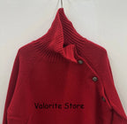 Donna 100% Cashmere lavorato a maglia maglione a collo alto spalla abbottonata pullover a maniche lunghe spalla bassa maglieria di alta qualità 2025FW - StepByStepNow