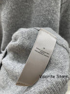 Donna 2025FW Grigio Bianco Navy Cashmere Pullover Scollo a V Lettere Ricamo Maniche lunghe Moda Maglieria Polsini Rotolo - StepByStepNow