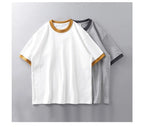 DUKEEN 320G Heavyweight Color - Blocked Patchwork Men's T-Shirt Summer 100% Cotton Solid Color Short Sleeve Basic Tops - StepByStepNow