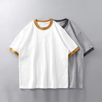 DUKEEN 320G Heavyweight Color - Blocked Patchwork Men's T-Shirt Summer 100% Cotton Solid Color Short Sleeve Basic Tops - StepByStepNow