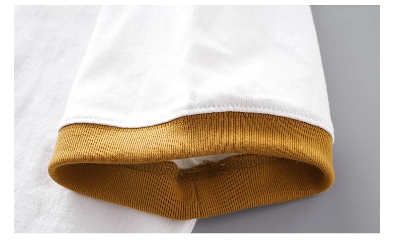 DUKEEN 320G Heavyweight Color - Blocked Patchwork Men's T-Shirt Summer 100% Cotton Solid Color Short Sleeve Basic Tops - StepByStepNow