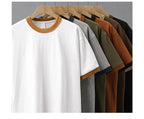 DUKEEN 320G Heavyweight Color - Blocked Patchwork Men's T-Shirt Summer 100% Cotton Solid Color Short Sleeve Basic Tops - StepByStepNow