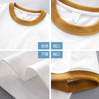 DUKEEN 320G Heavyweight Color - Blocked Patchwork Men's T-Shirt Summer 100% Cotton Solid Color Short Sleeve Basic Tops - StepByStepNow