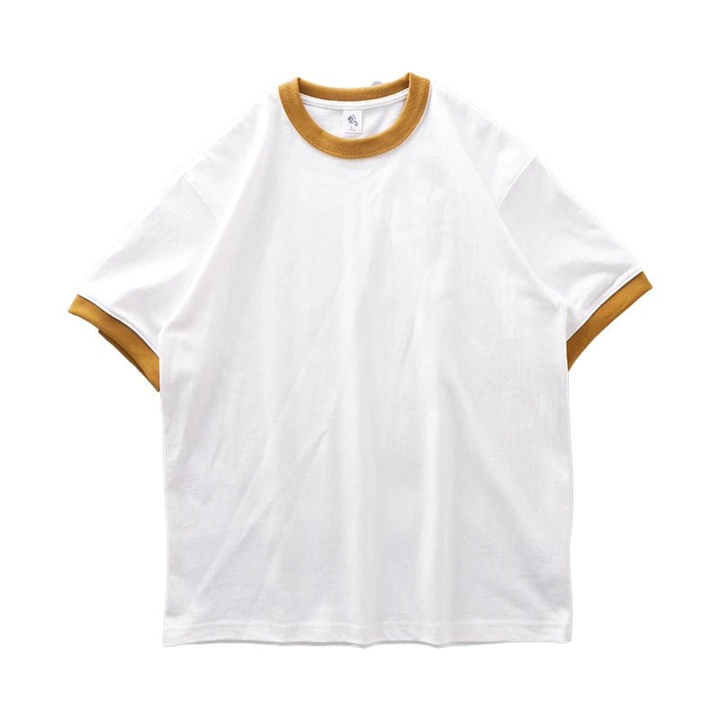 DUKEEN 320G Heavyweight Color - Blocked Patchwork Men's T-Shirt Summer 100% Cotton Solid Color Short Sleeve Basic Tops - StepByStepNow