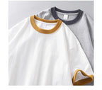 DUKEEN 320G Heavyweight Color - Blocked Patchwork Men's T-Shirt Summer 100% Cotton Solid Color Short Sleeve Basic Tops - StepByStepNow
