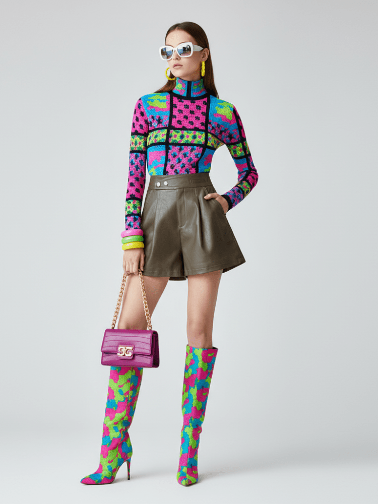 DUMBO Vegan Leather High - Waist Shorts BYMANYC ® New York - StepByStep