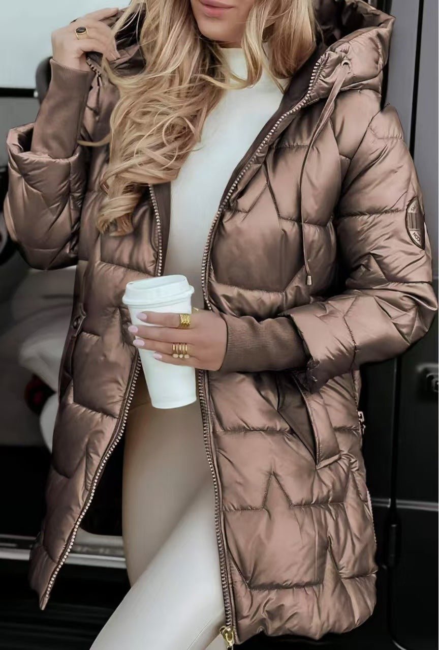 Elegant Winter Hooded Down Jacket Cardigan Coat - StepByStepNow