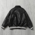 Embossing craft American retro PU leather jacket cotton - padded jacket MA1 flying locomotive cotton Alcatraz JACKET - StepByStep