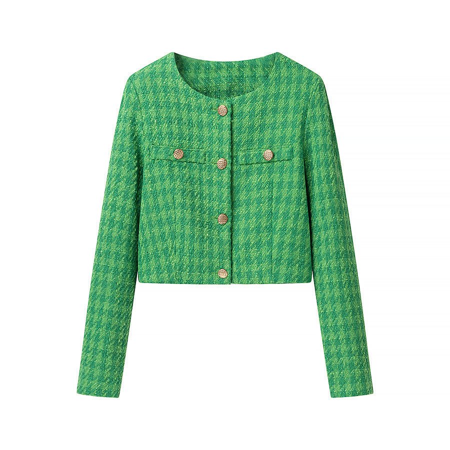 Emerald Green Tweed - Style Short Jacket For Women, SoHo, BYMANYC New York. - StepByStep