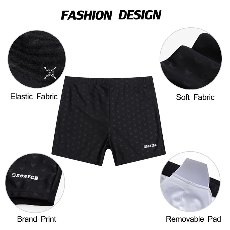 ESCATCH 2026 New Arrivals Men Swimwear Plus Size Fashion Printed Swimsuit Male High Quality Elastic Swim Trunks With Pad - StepByStepNow