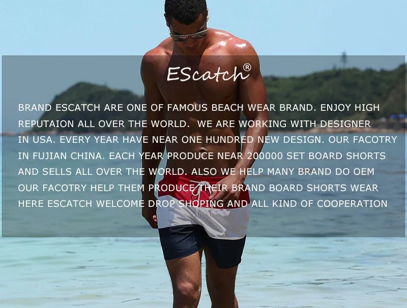 Escatch 2026 Summer Man Swimwear Solid Multicolor Polyester Mesh Liner Side Zipper Pocket Maillot De Bain Homme Sport Shorts - StepByStepNow