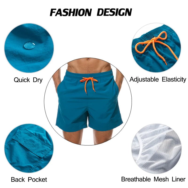 ESCATCH Man Swimwear Swim Shorts Trunks Beach Board Shorts Swimming Pants Swimsuits Mens Running Sports Surffing Shorts - StepByStepNow