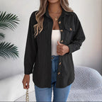 European And American Corduroy Striped Mid - length Coat Shirt - StepByStepNow