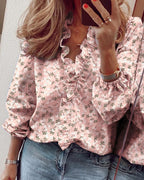 European and American new long - sleeved ruffled shirt - StepByStepNow