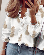 European and American new long - sleeved ruffled shirt - StepByStepNow