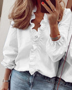 European and American new long - sleeved ruffled shirt - StepByStepNow