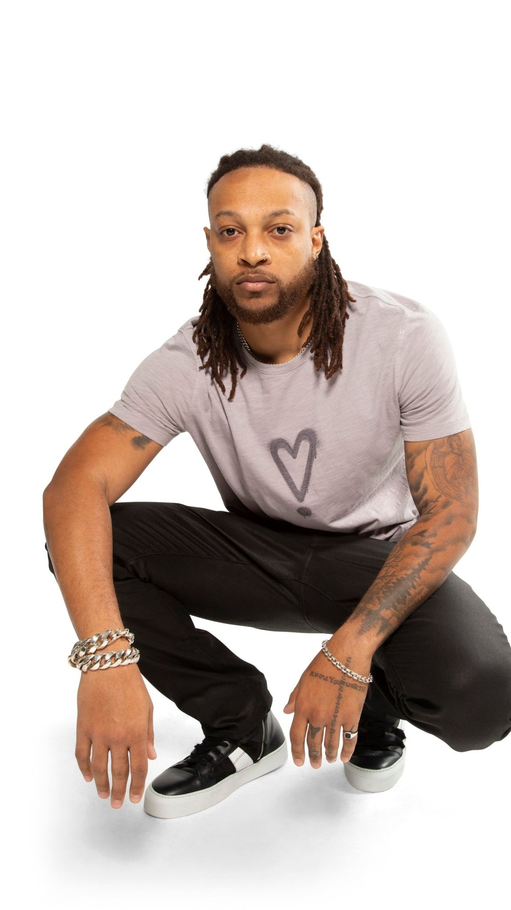 Exclamation Heart Graphic Short Sleeve Knit Tee - StepByStep