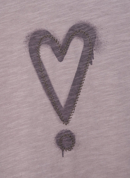 Exclamation Heart Graphic Short Sleeve Knit Tee - StepByStep
