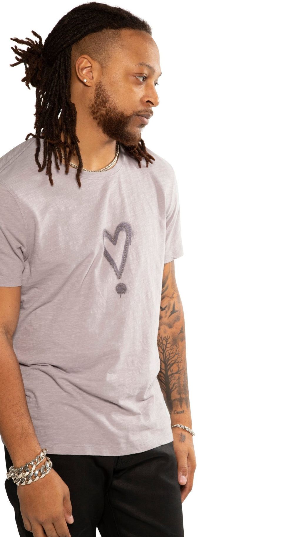 Exclamation Heart Graphic Short Sleeve Knit Tee - StepByStep