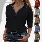 Fabric Lapel Zipper Casual Long Sleeve Women - StepByStepNow