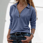 Fabric Lapel Zipper Casual Long Sleeve Women - StepByStepNow