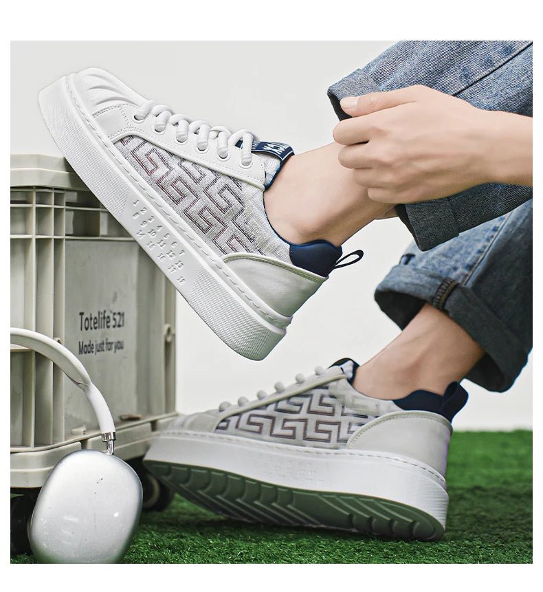 [Factory Direct] White Shoes 2025 New Men's Shoes Thick soled Height Increasing Casual Board Shoes Trendy Sports Shoes - StepByStepNow