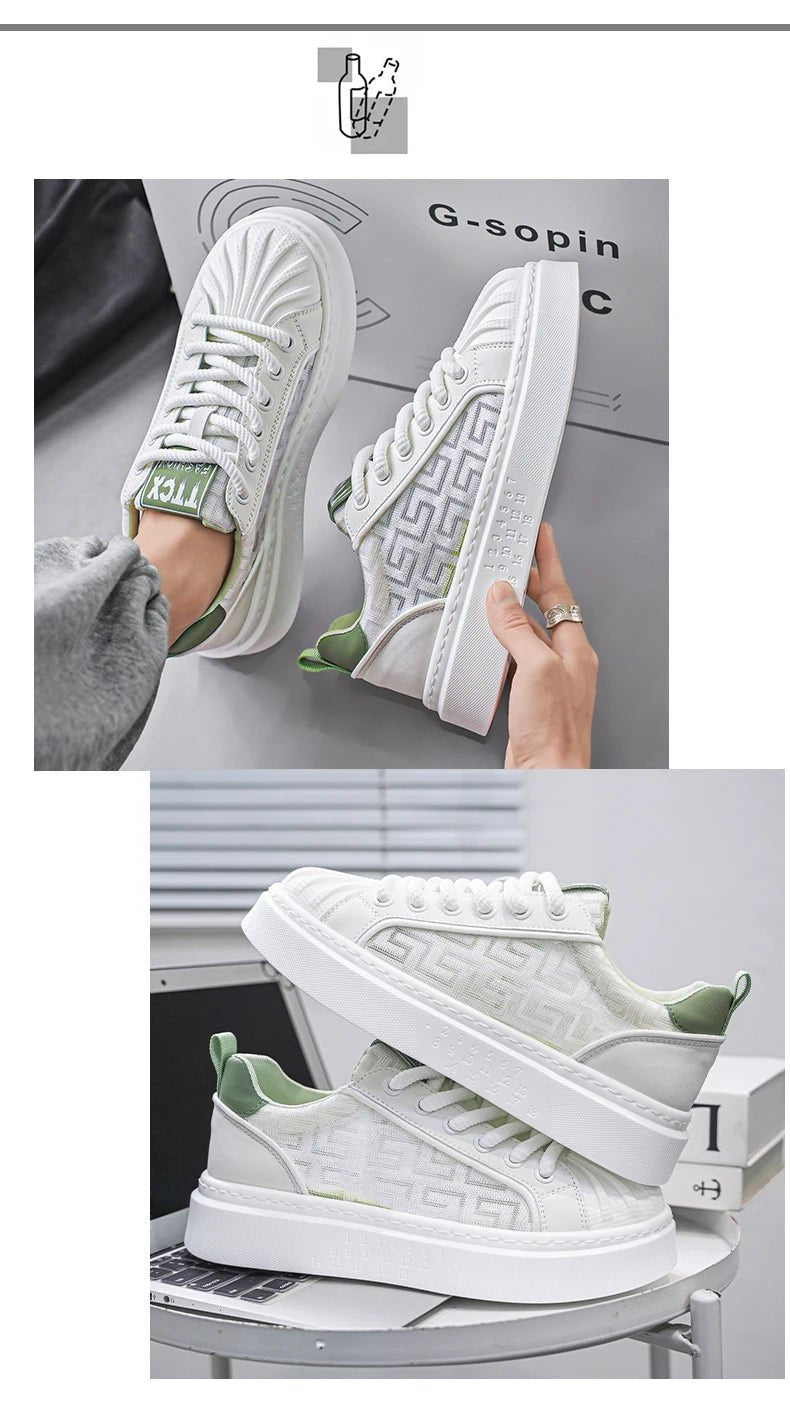[Factory Direct] White Shoes 2025 New Men's Shoes Thick soled Height Increasing Casual Board Shoes Trendy Sports Shoes - StepByStepNow