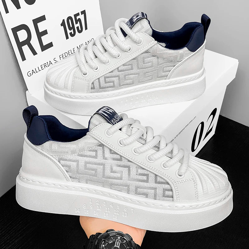 [Factory Direct] White Shoes 2025 New Men's Shoes Thick soled Height Increasing Casual Board Shoes Trendy Sports Shoes - StepByStepNow