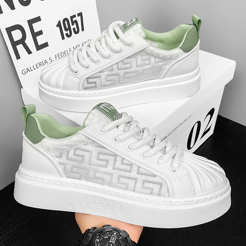 [Factory Direct] White Shoes 2025 New Men's Shoes Thick soled Height Increasing Casual Board Shoes Trendy Sports Shoes - StepByStepNow